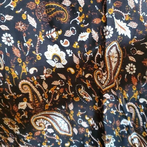 Panache Dixie Kimono Paisley Printed Black & Mustard Fringe on Edges OSFA - Picture 6 of 10